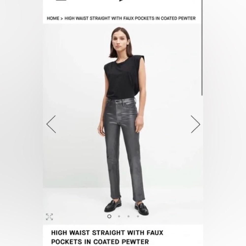 7 for all mankind high waisted straight leg metallic coated jeans size 26 NWT